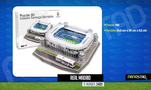Maqueta Estadio 3d Ya Armada Con Luces Cancha Real Madrid!!!