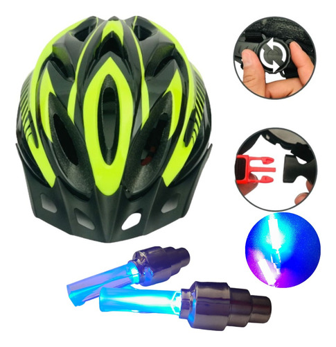 Casco Seguridad Bicicleta De Montaña+ Regalo Par Luz Pibot