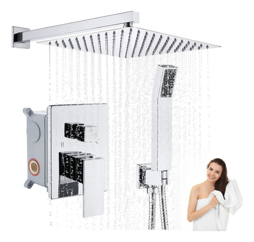 Kit Plato 10in Ducha Brazo Y Monomando Teléfono 2 Funciones