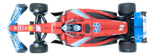 Auto Bburago F1 Ferrari Sf-24 Edición Miami Gp a Escala 1:18 Leclerc #16 Color Rojo con Azul Coleccionable