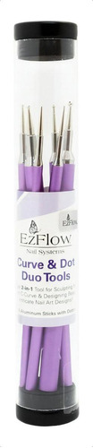 Ezflow Duo Tools Kit Decoración Uñas Dooting Curva Nail Art Color Lila