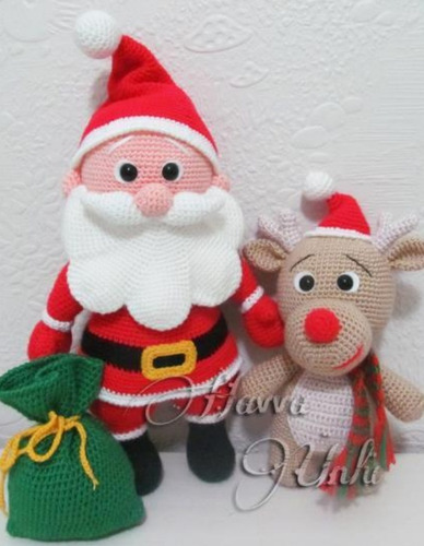 Patrón Crochet Amigurumi Papá Noel Y Reno