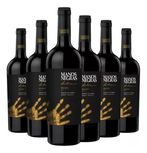 Vino Tinto Manos Negras Artesano Malbec 750 Ml Caja X6 U