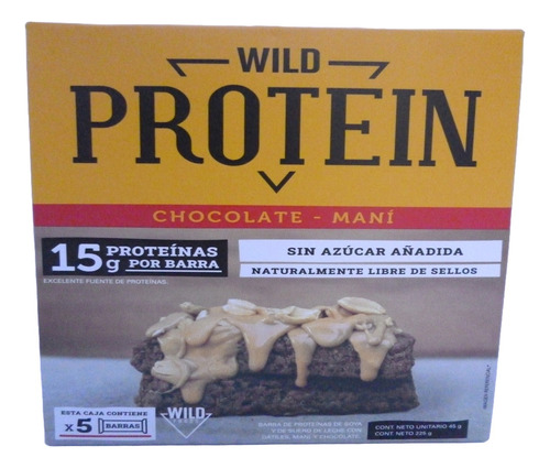 Wild Protein Barra Chocolate Maní 45g (5u). Wildfoods