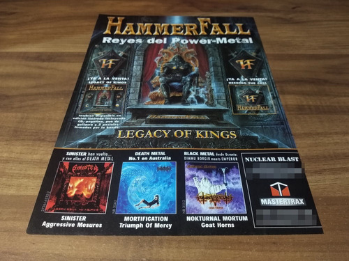 (pd269) Publicidad Hammerfall * Legacy Of Kings * 1998