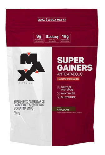 Super Gainers Anticatabolic 3kg Max Titanium Sabor Chocolate