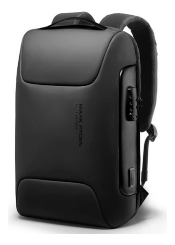 Mochila antifurto Mark Ryden com porta de carregamento USB e micro USB, modelo 9116, cor preta