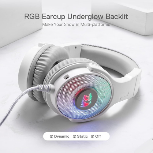 Auriculares De Juegos Con Cable Blanco Redragon H350, Flight