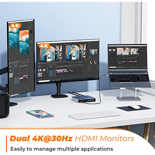 Estación De Acoplamiento Usb C De Doble Monitor Macboo...
