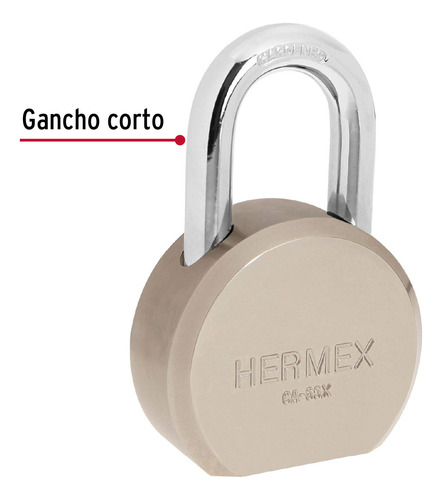 Candado Redondo, 65mm, Gancho Corto Llave Tetra Hermex 43338