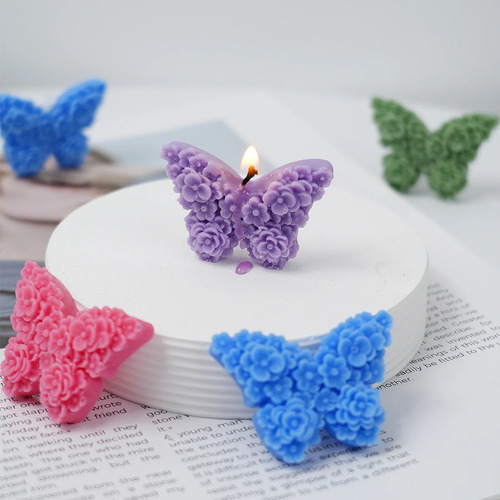 Molde Silicona Mariposa Con Flores Jabones Vela Resina Yeso Sin Elección