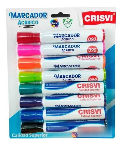 Marcadores De Pizarra De Colores Crisvi (8 Colores)