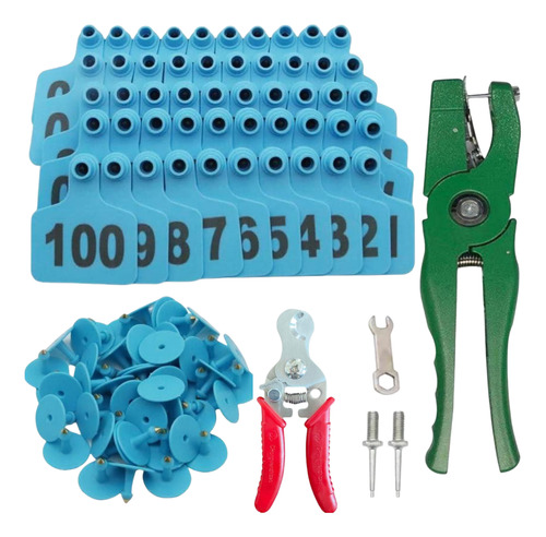 001-100 Aretes Para Cerdo Ganado Numeros Láser Con Pinza