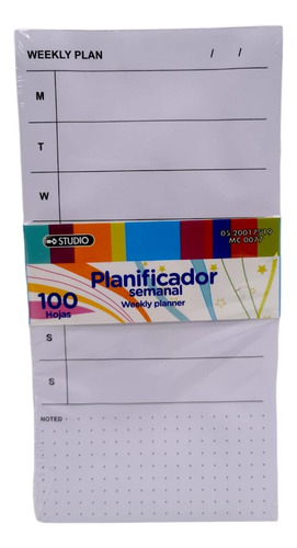 Planificador Semanal 100 Hojas Desprendibles 20x10cm Año 2024 Portada Blanco