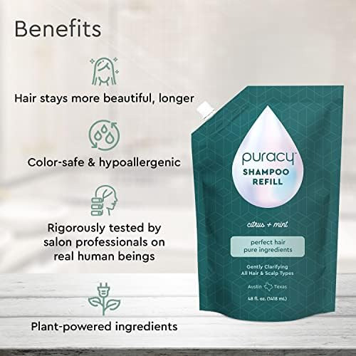 Refil De Shampoo Natural Puracy, 48 Onças Fluidas, O Máximo