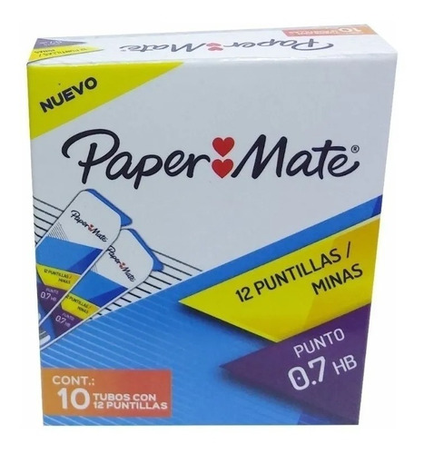Puntillas Paper Mate 1 Caja Con 10 Tubos Minas 0.7 Wearever