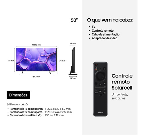 Samsung Smart Tv 50 Crystal Uhd 4k U8600f 2025 + Soundbar