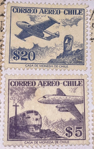 Sello Chile Aéreo Antiguo 45 Estampillas Chilenas Véalas