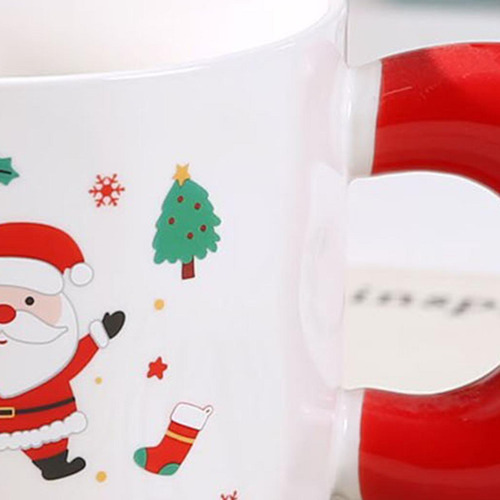 Juego De Tazas De Cerámica Navideñas Con Papá Noel Rojo