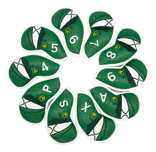 10 Piezas De Cuero Sintético Golf Iron Head Covers Verde 1
