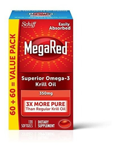 Aceite De Krill Omega-3 De 350 Mg, Megared (120 Unidades En 
