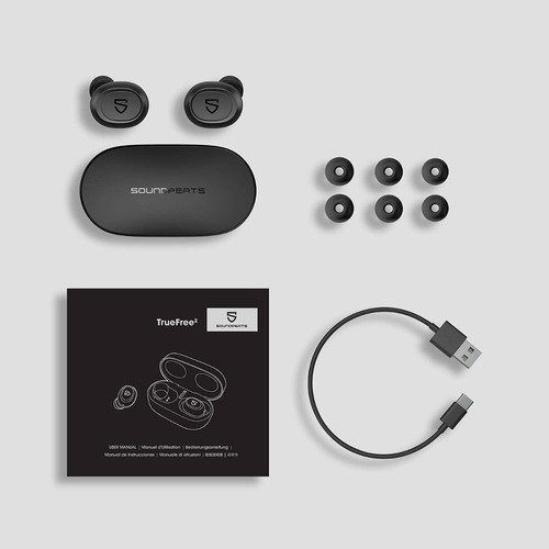 Auriculares in-ear Deportivos Inalámbricos Soundpeats TrueFree 2 Negro - Impermeabilidad IPX7, Bluetooth 5.0, TWS, batería de 20 horas, Botón físico