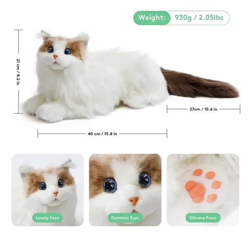 KKUSSOLL Lindo Gato Realista De Peluche Kawaii Esponjoso Para Sentadillas Con Simulacion De Voz Gatito Furreal