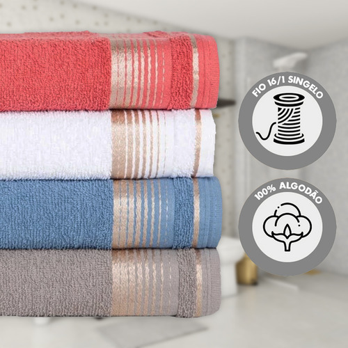 Kit 4 Toalha De Banho Lumin 100% Algodão 360g Luxo 75x150cm