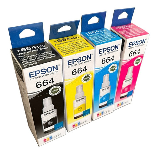 4 Botellas De Tinta T664 Originales Epson L375 L220 L210