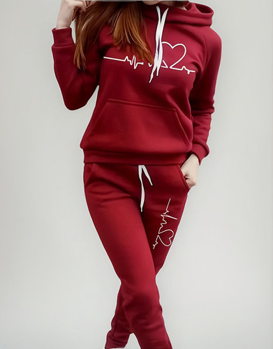 Conjunto Deportivo Mujer Love Sudadera Y Pants Cómodo