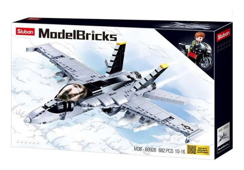 Avión Para Armar Grande Md F18 Sluban 781 Pc Compatible Lego