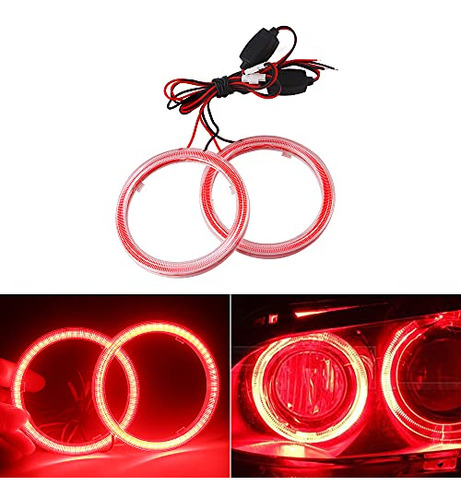 Qasim 1 Pareja Red 63smd 80mm Anillos Halo Car Angel Ojos Dr