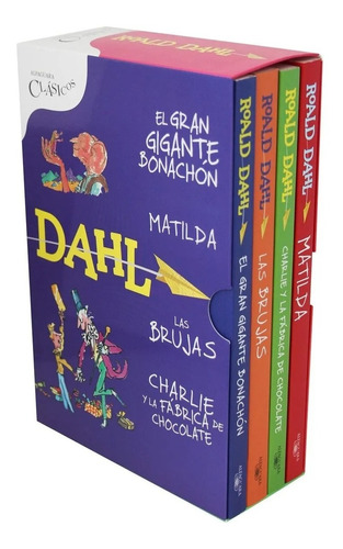 Estuche 4 Libros Roald Dahl Matilda + Charlie + Brujas + Gig