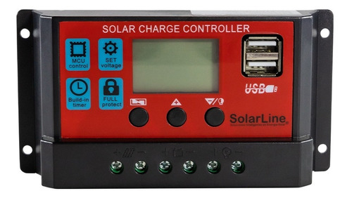 Imagen 1 de 2 de Regulador De Carga Solar P/ Paneles Solares 12v 24v H/ 10a