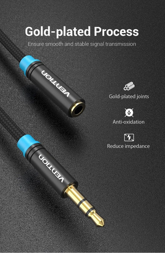 Cable Extension Audio Auxiliar Vention 3.5mm Nylon 1m 10 Pza