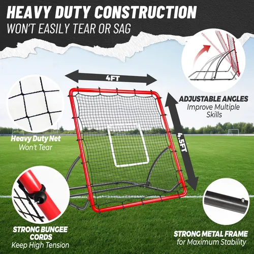 Red Rebounder Telury Heavy Duty Para Béisbol, 1,2 X 1,4 M, C