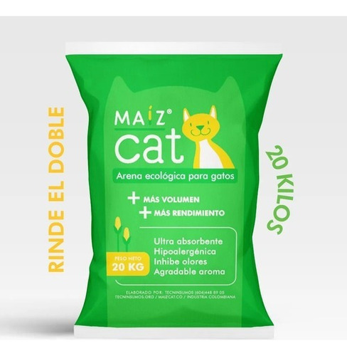 Maíz Cat X20kg - Arena Ecológica Para Gatos - Inhibe Olores x 20kg de peso neto