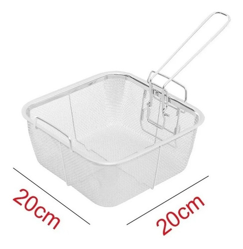 Imagen 4 de 4 de Canasta Freidora De Alimentos Cuadrada 20x20cm Rejilla Papas