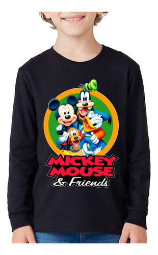 Remera Manga Larga Mickey Mouse En Dos Diseños