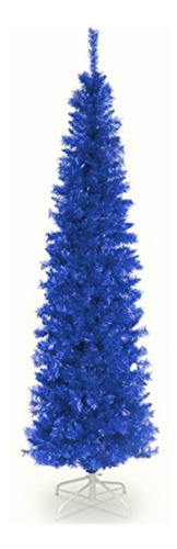 National Tree 0,6 M Negro Tinsel Árbol Con Soporte De Color Azul