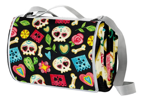 Manta Picnic Calavera Colorida Dibujada Mano Para Exterior