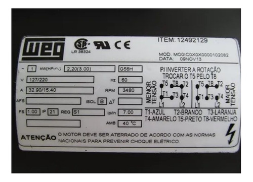 Imagem 2 de 7 de Motor Weg Monofásico 3cv 2 Pólos Alta Rotação Com Polia