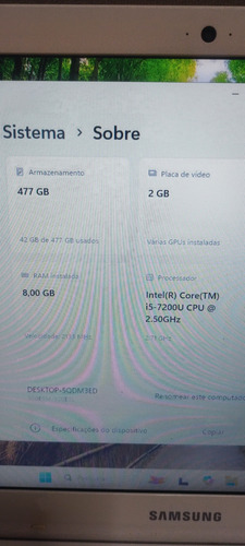 Samsung Gamer Notebook Core I5 + Ssd + Placa De Vídeo 2gb Branco