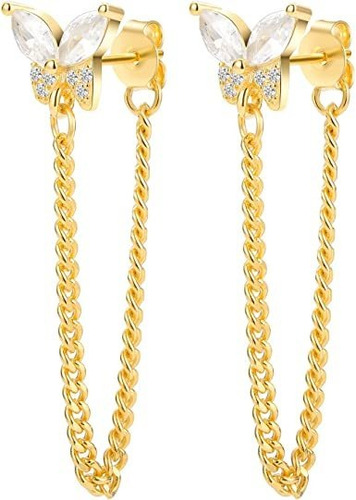Btoym 925 Sterling Silver Threader Earrings,18k Gold Chain