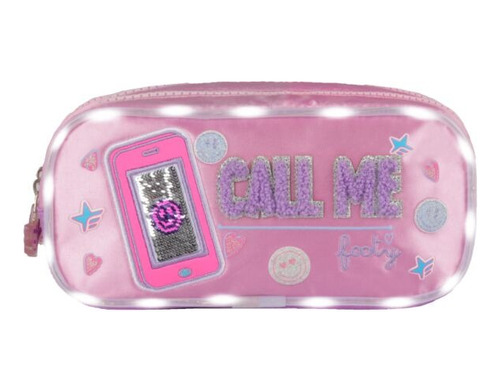 Cartuchera Footy  Call Me 2 Cierres C/luz Led + Lentejuelas