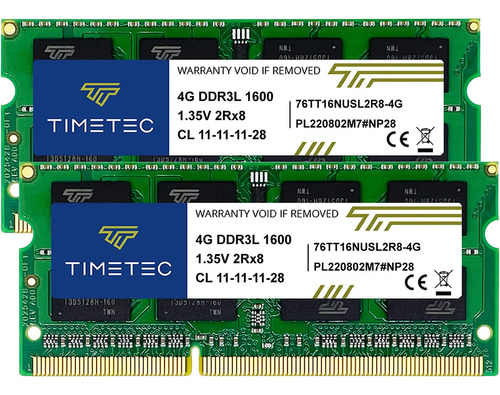 Timetec Kit De 8 Gb (2x4 Gb) Ddr3l/ddr3 1600mhz Pc3l-12800/.