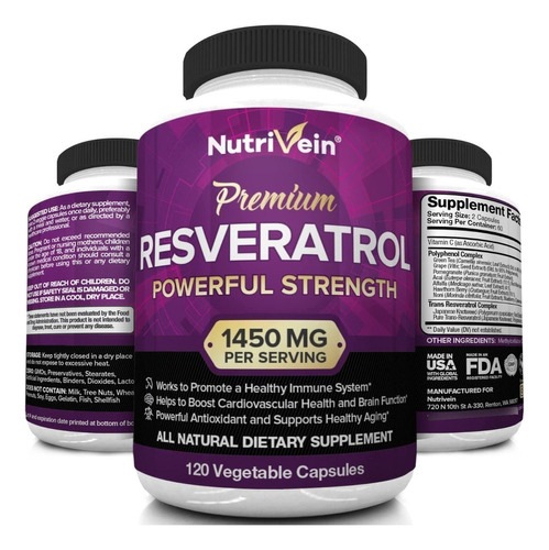 Resveratrol 1450mg Antioxidante Inmune Nutrivein 120 