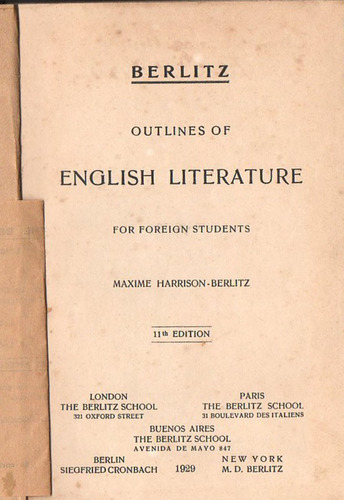 English Literature - Maxime Harrison - Berlitz - 1929- 