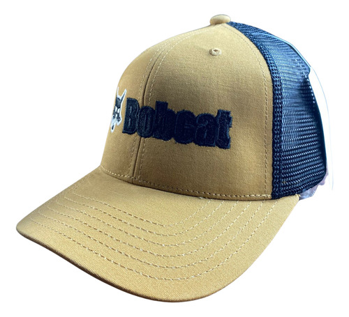 Gorra Estilo Bobcat Ocre Malla Azul Original Trucker Bc002