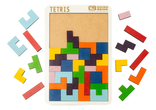 Brinquedo Educativo Jogo Tetris Madeira Combinação De Peças